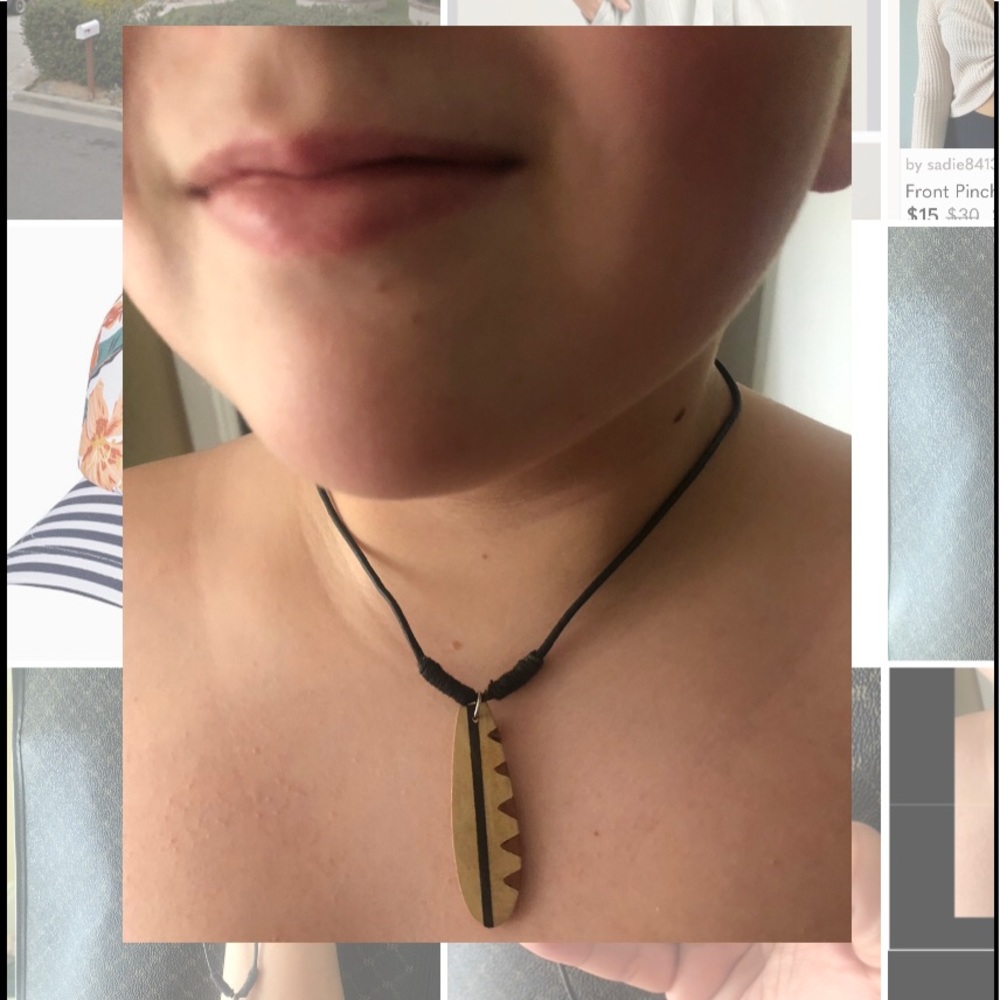 Carved Wood Surfboard Necklace